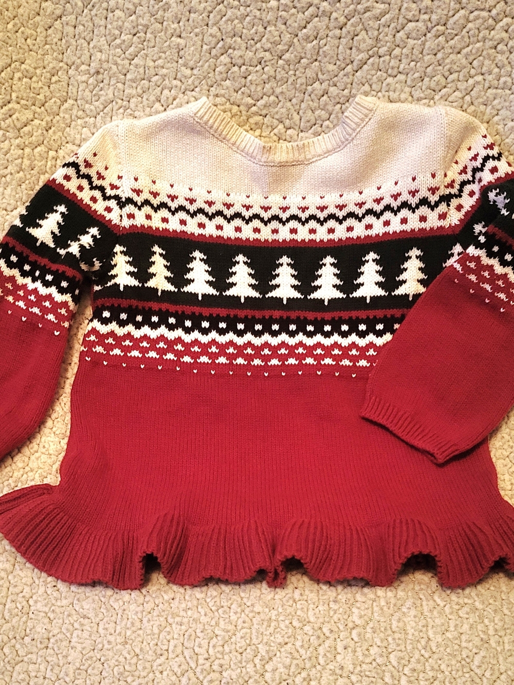 Carter’s Baby Girl Fair Isle Christmas Tree Ruffle Sweater 18M